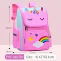 Pink large unicorn school backpack with rainbow patterns for primary school girls - Large / Pink
