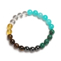 8mm natural stone beaded bracelet with mixed agate, tiger eye and elastic string for unisex - Tiger Eye + Hematite + Peacock Green + Green Stone + Clear Quartz + Citrine