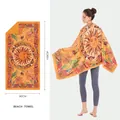 Toalla de playa microfibra naranja con patrón de sol, secado rápido, 160x80cm - Mandala Sol Retro - Naranja (STJ202301) (Impresión a Doble Cara) / 160*80CM