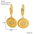 Technical size chart for gold plated eight-pointed star earrings with zircon inlay - Evil Eye Style (SE638G)