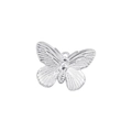 Detailed view of a silver butterfly pendant with intricate textured metal surface - VD1516 White Gold Single Loop Butterfly