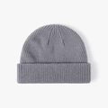 Minimalist light grey rib-knit beanie with a classic cuffed brim for outdoor warmth - One Size / Blue Gray