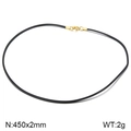 Black 45cm silicone necklace cord with golden stainless steel lobster clasp - Gold-2mm