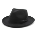 Dettaglio di cappello in lana nera con nastro di raso e fiocco laterale elegante - M (56-58cm) / Nero