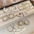 Silbernes geometrisches Perlen-Ohrring-Set mit sechs Paaren minimalistischer Schmuck - Silbernadel Gemischte Stile / Silber (12-teiliges Set)