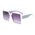 Square kids sunglasses with white frame, light blue temples and purple gradient lenses - White Frame With Gray Feet
