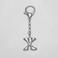 Polished silver letter X keychain with bubble design and sturdy lobster clasp connector - Letter X