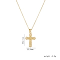 Gold stainless steel cross necklace with white cubic zirconia and sizing details - Gold Crystal Cross (1585)
