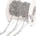 Silver stainless steel spool chain with decorative flat links for DIY jewelry making - Price per Meter / Steel