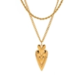 Double-layered gold stainless steel necklace featuring a chunky heart-shaped pendant - Layered Heart (sf)