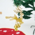 Addobbo natalizio a forma di renna dorata con glitter, fiocco e campanellini sull'albero - Oro