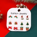 Christmas stud earring set featuring Santa, tree, and bow designs in festive colors - 18 Christmas Gnome House 6-Pair Set