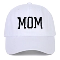 Classic white cotton baseball cap with black MOM embroidery on the front - Adjustable / MOM Embroidery / White