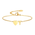 Golden chain bracelet featuring a heart pendant and letter Y charm with K18 engraving - Heart + Letter Y Bracelet