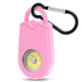 Pink portable safety alarm with LED light and metal carabiner for outdoor protection - Pink