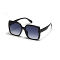 Classic oversized square sunglasses with black frame and purple gradient lenses - Bright Black / Gradient Gray