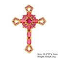 Golden cross pendant with pink zircons and pearls, size 35.6x25x4.1mm, 3.4g weight - Style 77/Gold Pink Zircon Cross/35.6*25*4.1mm