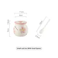Japanese ceramic lard jar with lid and spoon, pink cherry blossom pattern, small size - Red Plum (400ml)