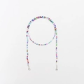 Colorful beaded lanyard for glasses and masks with silver lobster clasps in vibrant tones - Medium Pink Blue Mix