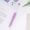 Creative purple beaded pen with telescopic metallic design and pastel gradient finish - Purple