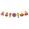 Bunte Diwali-Girlande aus Papier mit Lakshmi, Ganesha und Öllampen-Dekorationen für Feste - Diwali Muster Banner