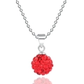 S925 Sterlingsilberkette mit einem roten Kristall-Pave-Discokugel-Anhänger für Damen - Nur Anhänger (Keine Kette) / 8mm / Rot