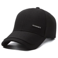 Classic men's black cotton baseball cap with a side rectangular metal fashion plate - Black