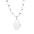 Elegante collana di perle bianche con ciondolo a cuore argento in stile minimalista - Argento (KN233270-Z)