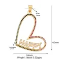 Gold-plated double heart pendant featuring colorful zircon stones and HAPPY lettering - HAPPY Letter Colored Heart / Gold