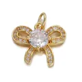 Exquisite 18K gold butterfly pendant featuring a large central zircon and pavé detailing - Gold Micro-set Full Zircon Bow(YSN009-05)
