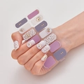 Purple and white marble design 3D nail stickers with gold foil accents model DQ3-002 - Purple White Gold Marble Foil Metal Decor Style (DQ3-092)