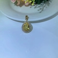 Pendentif goutte avec zircon jaune et serti halo micro-pavé en finition dorée - Pendentif Seul (Sans Chaîne) / Goutte d'eau Doré