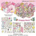 DIY 3D scene stickers 'Happy Home' set with PET stickers and pink background card - Happy Nest