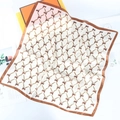 Elegant beige square silk scarf with brown horse print and dark brown borders - Beige
