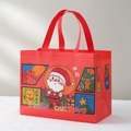 Red non-woven Christmas gift bag with Santa Claus, reindeer, and Merry Christmas text - Christmas Style 38