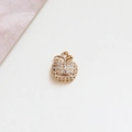 Detail of gold apple pendant with sparkling cubic zirconia for DIY jewelry making - 2# White Zircon Apple