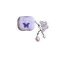 Custodia AirPods in marmo viola con motivo a farfalla e ciondolo decorativo coordinato - Per Airpods 3