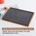 Gray velvet and walnut wood jewelry display tray for rings with 35x24x3cm dimensions - Walnut Ring Tray Grey