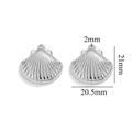 Silver stainless steel fan-shaped shell pendant with detailed size measurement 21x20.5mm - Steel Color Shell-504