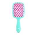 Mint green hollow detangling hair brush with bright pink massage bristles for wet hair - Blue Rose Red
