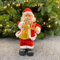Statuetta di Babbo Natale elettrico con scritta dorata Merry Christmas e luci calde - Babbo Natale con cartello Merry Xmas