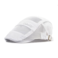 White breathable mesh ivy cap with 3D GJR embroidery and adjustable metal buckle - White