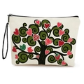 Canvas cosmetic bag with artistic tree of life print and black wristlet strap - Life Tree Style (xy-061-2) / With Strap