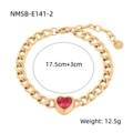 Gold chain bracelet featuring a vibrant red heart-shaped zircon and lobster clasp - 17.5cm+3cm Extension Chain / Gold Red Zirconia