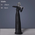 Modern black matte violinist sculpture for home decor, minimalist abstract art piece 29cm - Silver-Violin