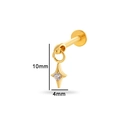 Titanium piercing stud with a gold star pendant and clear zircon, measuring 10x4mm - Four-Pointed Star Style (T2502-4# Golden Color)