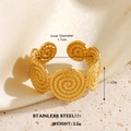 Adjustable golden stainless steel open ring featuring a unique spiral swirl texture design - Gold Spiral Ring 584