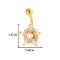 Gold-plated lace cross navel ring with zircon flower pendant measuring 1.64cm wide - Star Style (0168-8#) / Gold