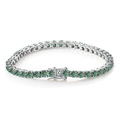 Green moissanite 925 silver tennis bracelet with 5mm round cut sparkling gemstones - 14CM (4.2CT 3mm Moissanite) / Silver Blue-Green