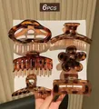 Lot de 6 pinces à cheveux ambre écaille de tortue aux formes géométriques variées - Léopard Tournesol Lot de 6